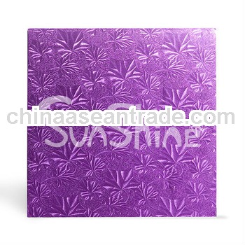 Purple 14" EMBOSSED SQUARE THICK BOARD--Aluminum foil cake board