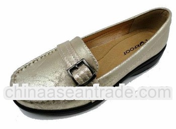 ROCK-832 old women shoes with stitched PU upper and low heel PU outsole