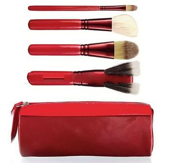 Red Cosmetic Bag 4pcs Makeup Brush Sets Brushes Makeup Supplier