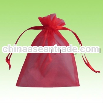 Red Drawstring Organza Wedding Gift Bag
