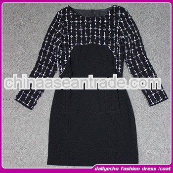 Retro classic black and white grid pattern office lady dress