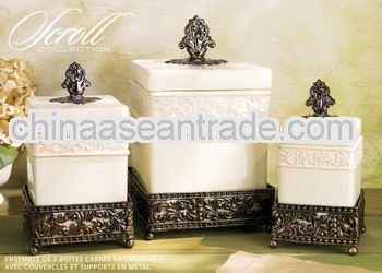 Scroll set of 3 canister with stand