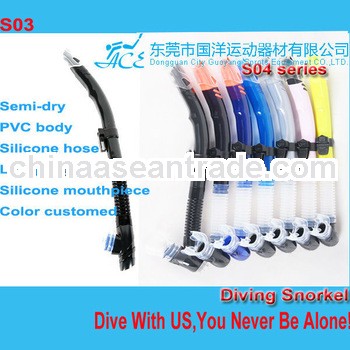 Semi-dry spearfishing and diving snorkel,professional china snorkelling