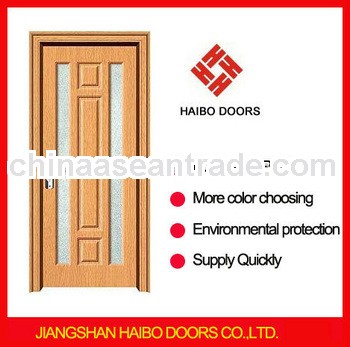 Single leaf Interior MDF Wood PVC glass Doors design with shutter for Rooms (HW-016B)