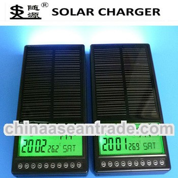 Solar mobile charger 3000mAH with flashlight/ MP3 playing/alarm/FM radio/calendar/thermometer SY3588