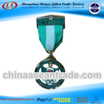 Souvenir olympic sports metal medal with ribbon and epoxying dome