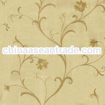Special flower design golden pvc wallpaper FT3408