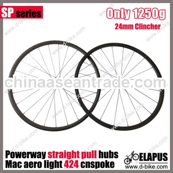Staight pull 24mm clincher road bike full carbon bicycle wheels