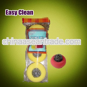 Stainless Steel Scourer in Sponge /cleaning ball 3pc/opp bag