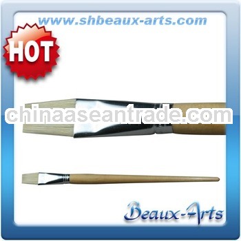 Synthetic Hog Bristle Flat Brush with Long, varnished wooden handle