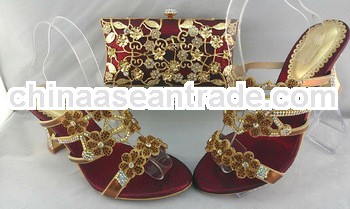 TSH-98 2014 newest stones Italian women shoes and matching bag