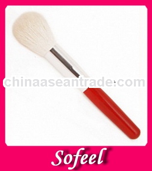 Top quality red makeup powder brush with white goat hair