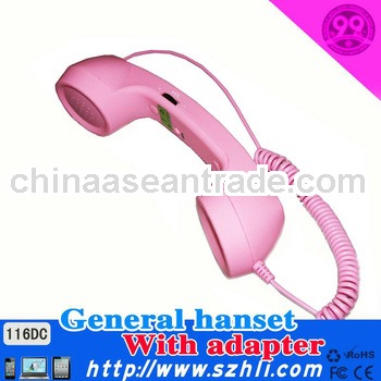 Trendy design rubber paint handset with volume control botton&3.5mm DC plug compatible with all 