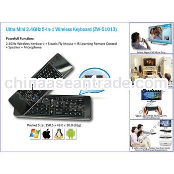 Ultra Mini 5-in-1 Wireless Remote Control Keyboard with Skype Function for Android