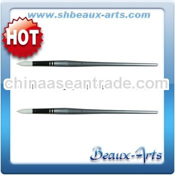 White Synthetic Art Brushes with Long, Grey Lacquered Handle