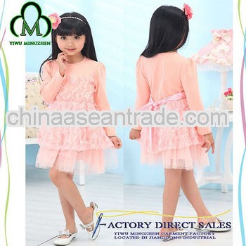 Wholesale Latest design girls dress pink rose flowes kids dresses