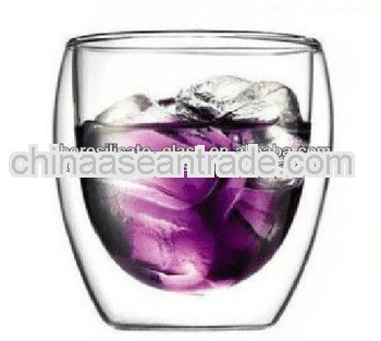 Wholesale Price 250ml Double Wall Glass Heat Resistant Glass Wine Cup Whisky Glass