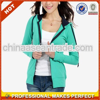 Wholesale custon ladies green plain hoodie(YCH-B0186)