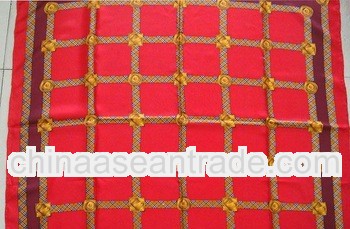 Wholesale hot sale red lady's square twill silk shawl