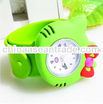Wholesale kid slap watch,Fashion colorful Silicone hello kitty Watch,10 colors+cute gift watch