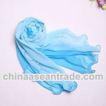Women's Blue 100 Silk Solid Color pashmina scarf