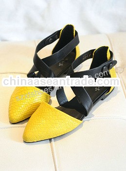 beautiful women yellow snake skin shoes pumps shoes pointed toe flat shoes 2013