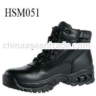 black classic 5'' full length YKK zip US style police boots with air cushioning design