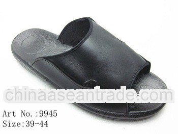black generous men leather sandals and slippers