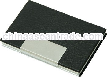 black pocket metal leather business card holder for men