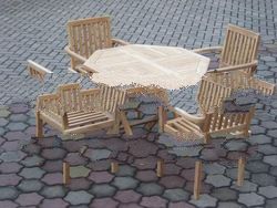Octagonal Table Set with Knocked Down Stacking Chair