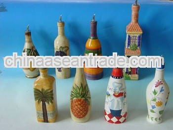 ceramic oil bottle by hand painted