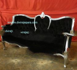 French Furniture - Living Room Sofa Furniture Black Silver Leaf