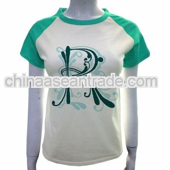 china cheap o neck white cotton t shirt for lady