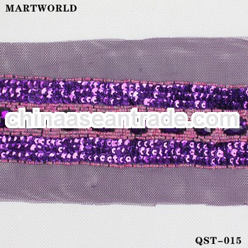 colorful beaded rhineston sequin waist belt trimming(QST-015)