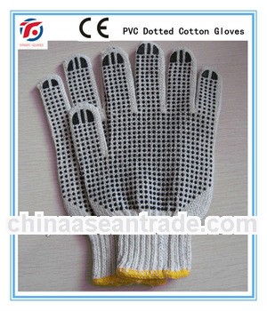 cotton gloves with PVC dots, white cotton gloves,poly cotton string knit working gloves