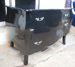 French Antique Wooden Commodes - Black Painted Jepara Furniture