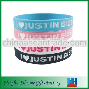 debossed Justin bieber silicone bracelet