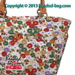 Daisy Dazzling Collection 2014 - Beaded Japanese Fabric Leather Tote Bag