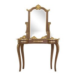 Gold Leaf Trim Graneros Dressing Table with Mirror