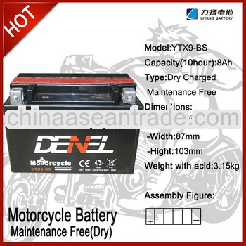 dry charged autocycle battery for motorycles