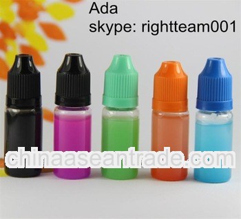 e liquide bottle with colorful childproof cap long tip
