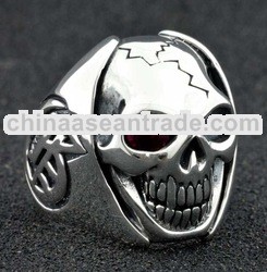 925 Sterling Silver Jewelry Skull Ring Garnet