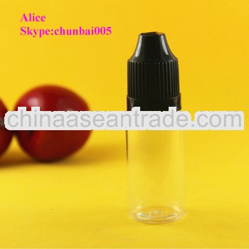 ejuice 10ml bottles with colored childproof with long thin tip,SGS and TUV