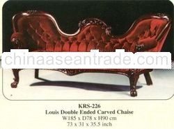 Louis Double Ended Carved Chaise Mahogany Indoor Furniture.