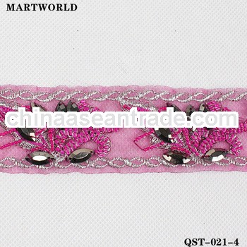 eye-catching crystal rhinestone beaded waist belt(QST-021-4)