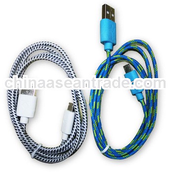 fabric braided sync and charging usb cable with micro usb for samsuang, HTC, BlackBerry