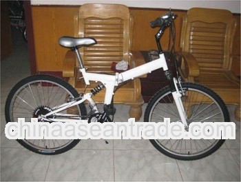 foldable mountain bicycle with fork suspension