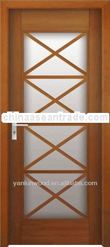 four glass panel solid wooden door