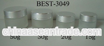 frost glass cosmetic bottle with silver cap