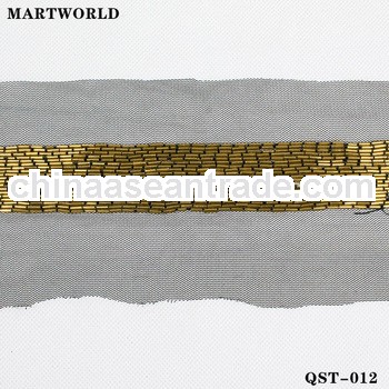 golden beaded waist belt trim for dress (QST-012)